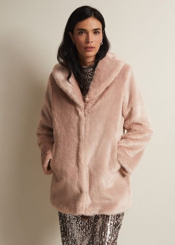 Phase Eight Meg Faux Fur Coats Pink Canada | KGRBVM-269